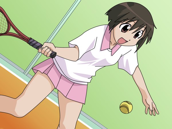 Anime picture 1600x1200 with azumanga daioh j.c. staff aida kaori vector tennis girl