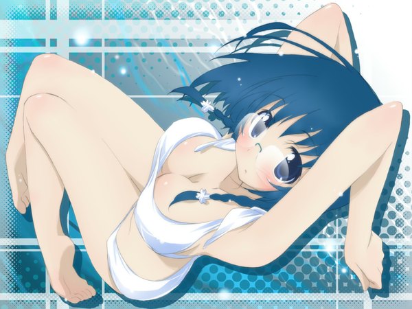 Anime picture 1600x1200 with hoshiful suzuki ryumi light erotic blue hair tagme