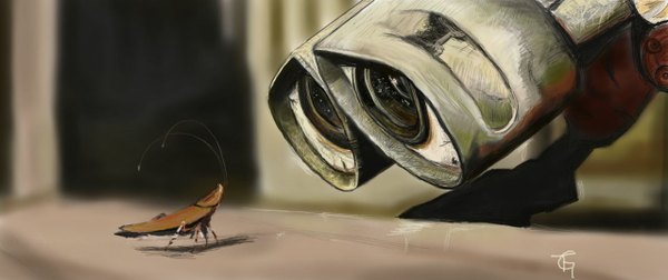 Anime picture 1277x538 with wall-e wall-e (character) wide image insect robot cockroach