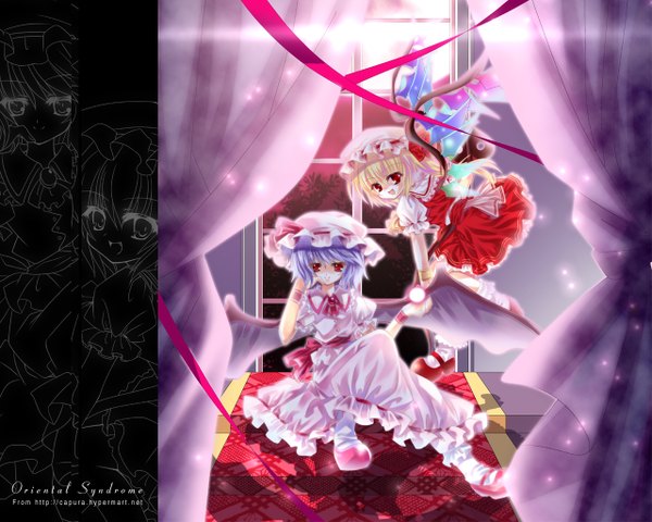 Anime picture 1280x1024 with touhou flandre scarlet remilia scarlet capura lin girl weapon laevatein (touhou)