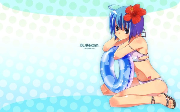 Anime picture 1920x1200 with dlsite.com elle sweet refeia highres wide image hair flower flower (flowers) swimsuit hibiscus