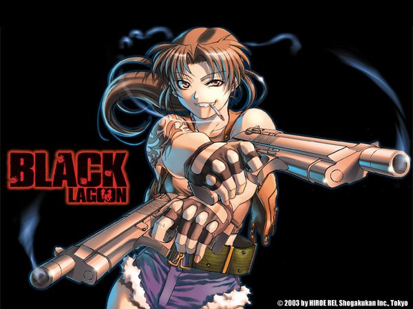 Аниме картинка 1024x768 с пираты «чёрной лагуны» madhouse revy (black lagoon) hiroe rei курение огнестрельное оружие