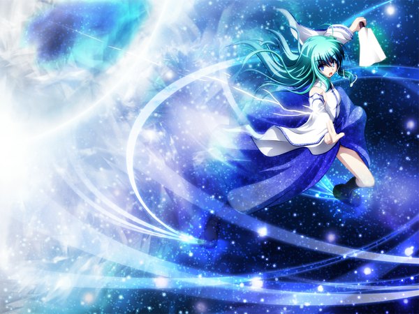 Anime picture 1024x768 with touhou kochiya sanae akashio (loli ace) wallpaper girl