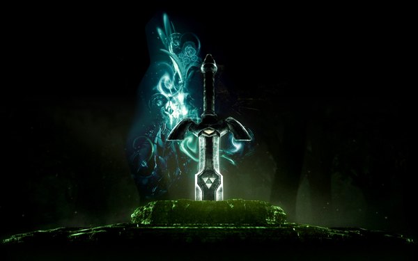 Anime picture 1920x1200 with the legend of zelda highres wide image glowing weapon sword stone (stones)