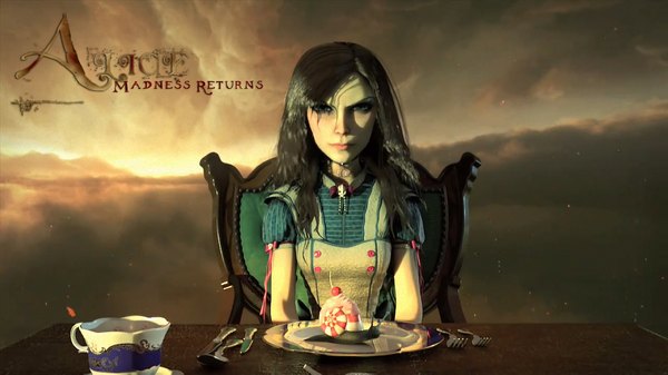 Anime picture 1920x1080 with american mcgee's alice (game) alice: madness returns alice (american mcgee's) single long hair highres black hair wide image green eyes 3d girl cup snail