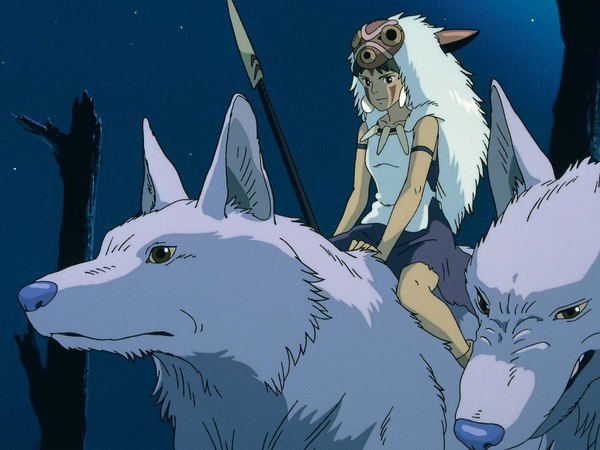 Anime picture 1600x1200 with mononoke hime studio ghibli san moro no ichizoku mask on head mask spear wolf