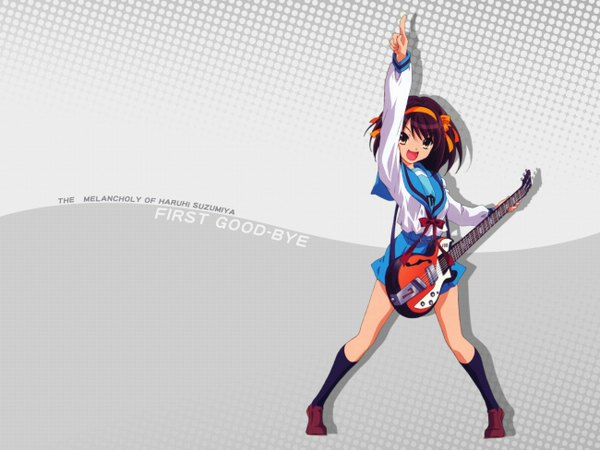 Anime picture 1300x975 with suzumiya haruhi no yuutsu kyoto animation suzumiya haruhi girl guitar