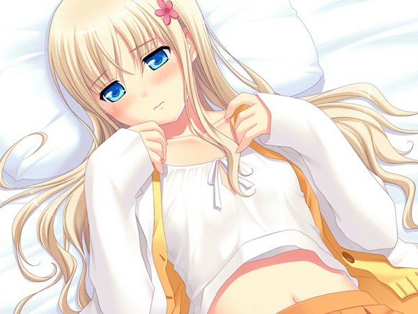 Anime picture 1024x768 with bishoujo (game) long hair blush blue eyes blonde hair game cg girl