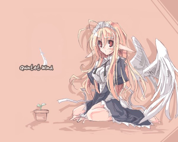 Anime picture 1280x1024 with brown background wings tagme chihiro endou