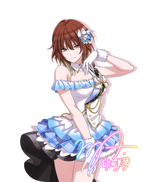 Anime picture 660x836 with idolmaster idolmaster shiny colors aketa mikoto tomari (veryberry00) single tall image fringe short hair hair between eyes brown hair standing brown eyes looking away official art transparent background girl dress gloves white gloves detached collar