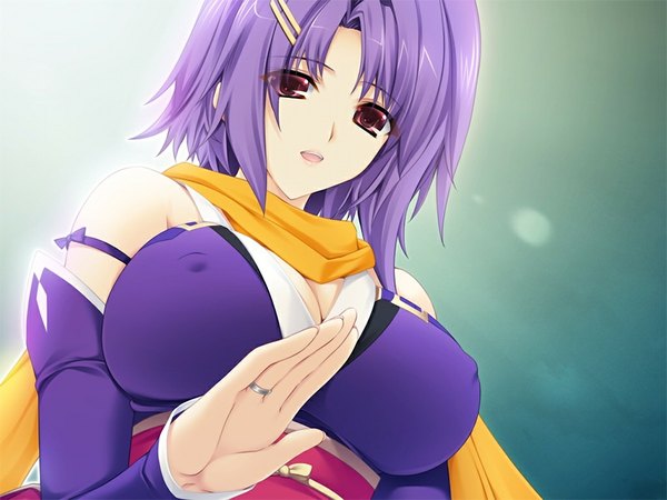 イラスト 1024x768 と shiden enkan no kizuna (game) 短い髪 light erotic 茶目 game cg purple hair 女の子