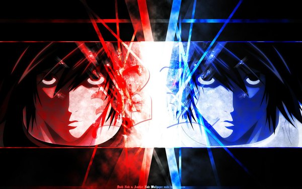 Anime picture 1920x1200 with death note madhouse l (death note) beyond birthday highres black hair wide image face boy