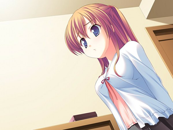 Anime picture 1024x768 with backstage (game) blue eyes brown hair game cg girl