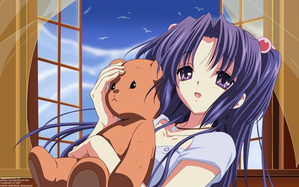 Anime picture 1920x1200 with clannad key (studio) ichinose kotomi highres wide image two side up hair bobbles
