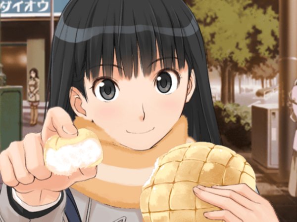 Anime picture 1280x960 with amagami ayatsuji tsukasa takayama kisai black hair bread melon bread