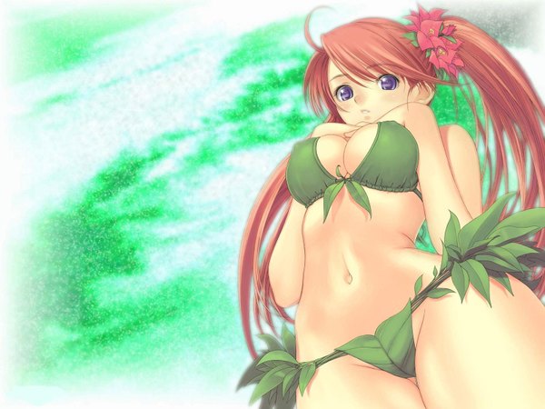 Anime picture 1600x1200 with tony taka light erotic wallpaper covered nipples girl swimsuit bikini