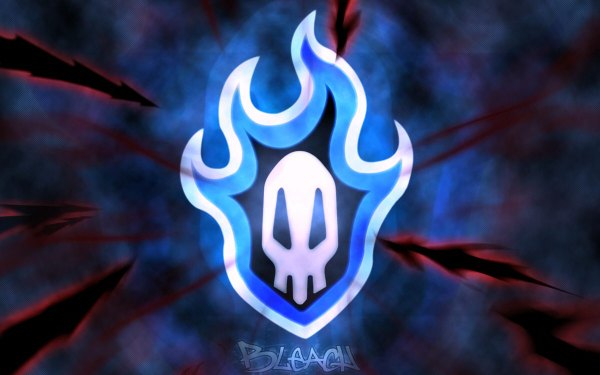 Anime picture 1200x750 with bleach studio pierrot wide image inscription blue background mask skull flame
