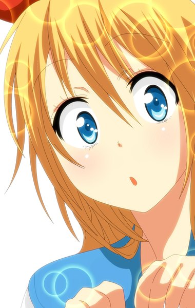 Anime picture 1292x2036 with nisekoi shaft (studio) kirisaki chitoge chitoge_k single long hair tall image looking at viewer blush blue eyes blonde hair :o face girl bow hair bow