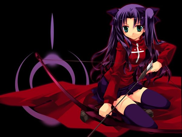 Anime picture 1024x768 with fate (series) fate/stay night studio deen type-moon toosaka rin two side up zettai ryouiki