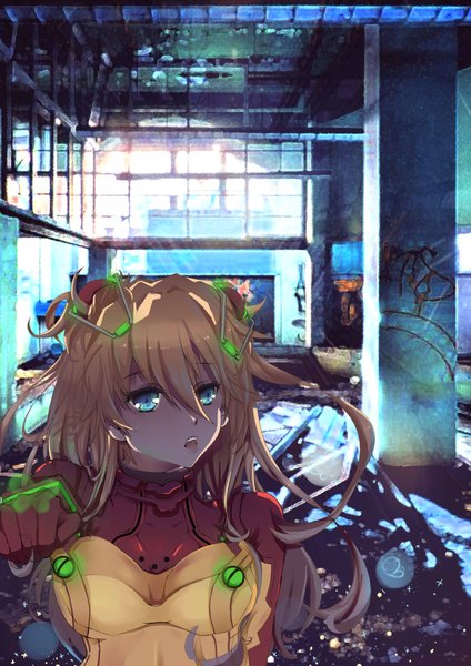 Anime picture 2480x3507 with neon genesis evangelion rebuild of evangelion evangelion: 2.0 you can (not) advance end of evangelion gainax soryu asuka langley flsky (artist) single long hair tall image looking at viewer highres open mouth blue eyes blonde hair girl hair ornament bodysuit