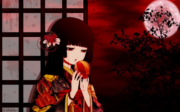 Anime picture 1920x1200 with hell girl studio deen enma ai highres wide image sliding doors shouji
