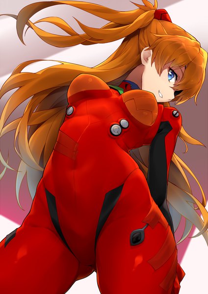 Anime picture 1653x2338 with neon genesis evangelion rebuild of evangelion evangelion: 3.0 you can (not) redo gainax soryu asuka langley shikinami asuka langley jampen single long hair tall image looking at viewer fringe breasts blue eyes light erotic hair between eyes standing payot head tilt profile