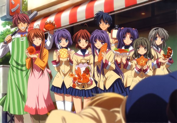 Anime picture 3145x2181 with clannad key (studio) furukawa nagisa fujibayashi kyou sakagami tomoyo ibuki fuuko ichinose kotomi okazaki tomoya furukawa sanae sunohara youhei furukawa akio highres