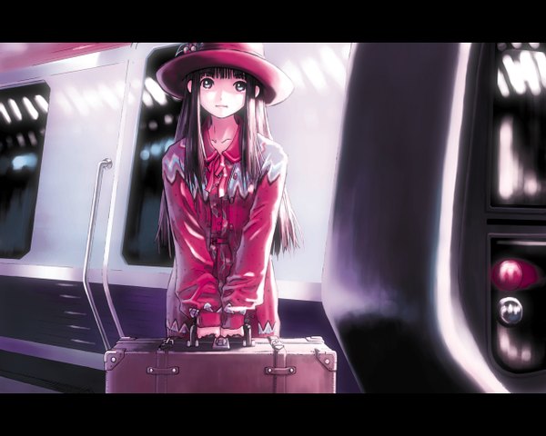 Anime picture 1280x1024 with kobayashi yuji train suitcase tagme