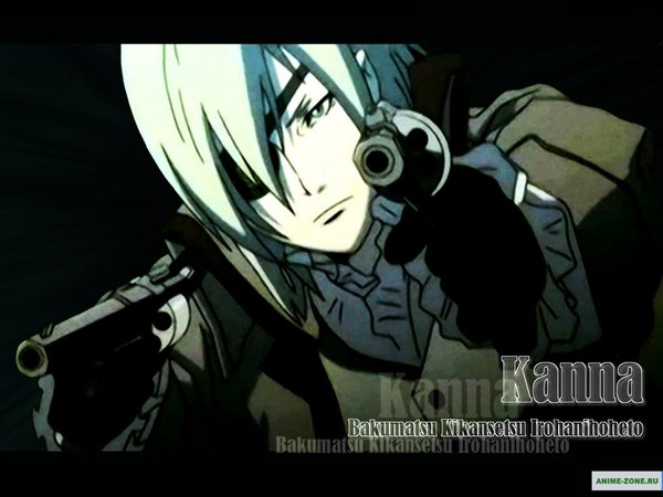Anime picture 1024x768 with bakumatsu kikansetsu irohanihoheto white hair weapon gun eyepatch sakyounosuke kanna