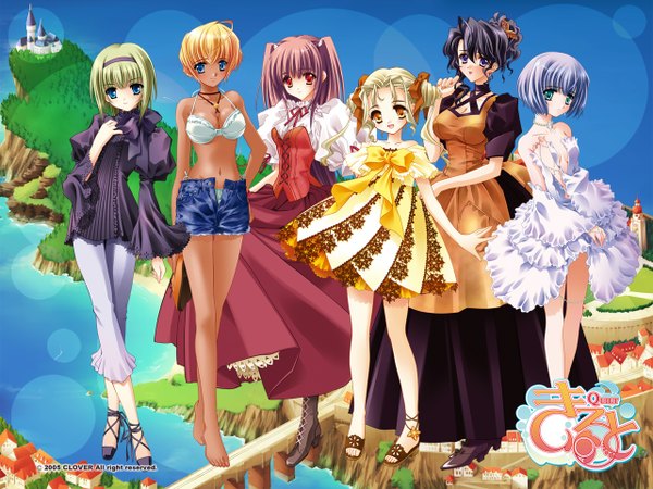 Anime picture 1280x960 with quilt (game) airi (quilt) kanami mizuki sia (quilt) kyrie (quilt) ena (quilt) carnelian group hair ornament butterfly hair ornament tagme