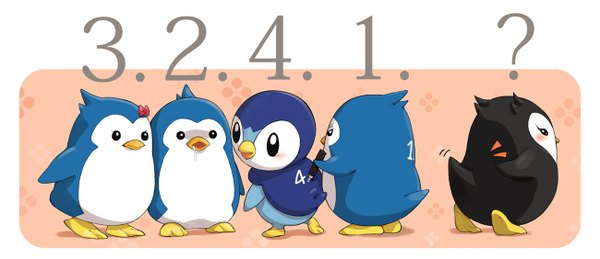 Anime picture 1300x563 with pokemon mawaru penguindrum nintendo piplup penguin 3-gou penguin 1-gou penguin 2-gou esmeralda (mawaru penguindrum) tagme (artist) blush wide image from behind group saliva crossover gen 4 pokemon animal pokemon (creature) penguin