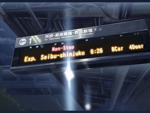 Anime picture 1280x960 with original ryouma (galley) realistic inscription night city cityscape train station