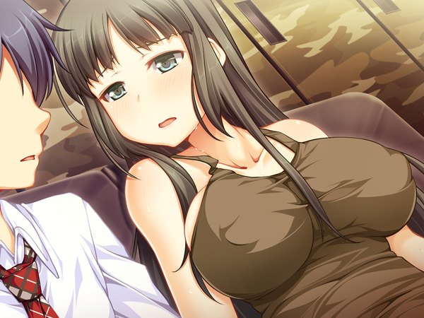イラスト 1024x768 と sekisaba! (game) 長髪 おっぱい 青い目 light erotic 黒髪 大きな乳房 game cg 女の子
