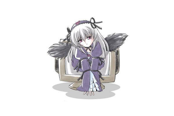 Anime picture 1200x800 with rozen maiden suigintou white background tagme
