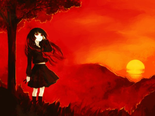 Anime picture 1600x1200 with hell girl studio deen enma ai saki (931533) serafuku