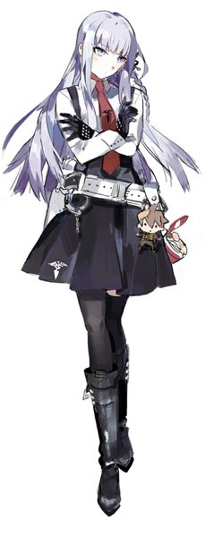 Anime picture 430x1123 with dangan ronpa kirigiri kyouko star shadow magician single long hair tall image blush fringe simple background white background purple eyes looking away purple hair full body crossed arms pale skin girl skirt gloves uniform