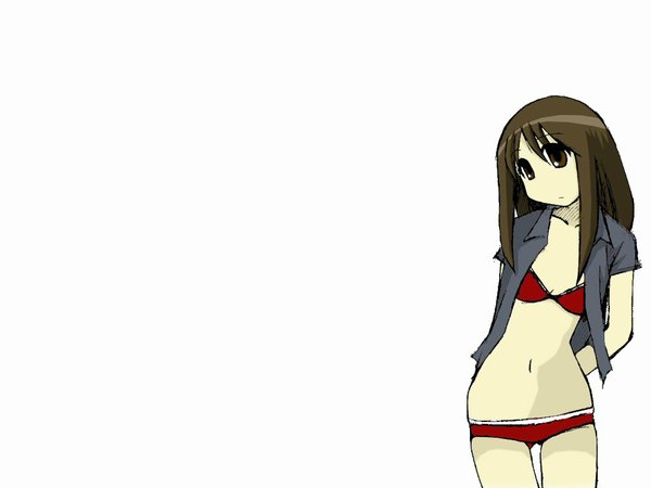 Anime picture 1024x768 with azumanga daioh j.c. staff kasuga ayumu light erotic white background girl