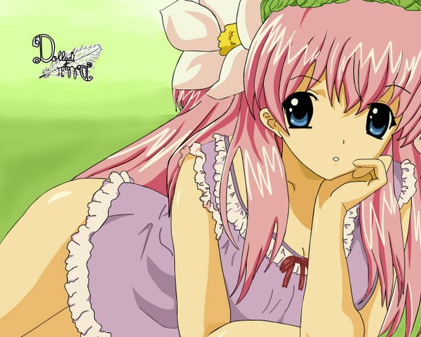Anime picture 2560x2048 with galaxy angel madhouse milfeulle sakuraba highres blue eyes pink hair hair flower girl hair ornament