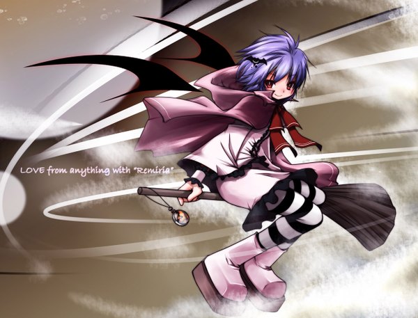 Anime picture 1280x976 with touhou remilia scarlet girl broom tagme