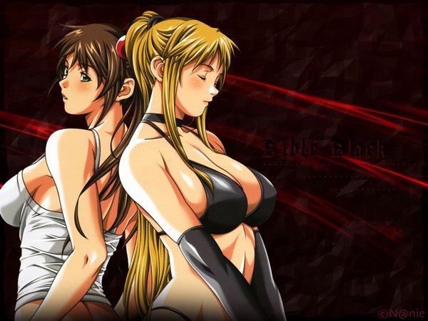 Anime picture 1600x1200 with bible black kurumi imari saeki kaori light erotic multiple girls girl 2 girls