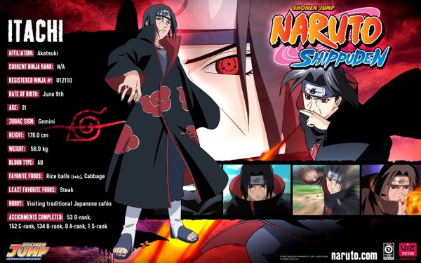 Anime picture 2560x1600 with naruto studio pierrot naruto (series) uchiha itachi long hair highres short hair black hair red eyes wide image inscription multiview akatsuki sharingan character sheet boy cloak bandana