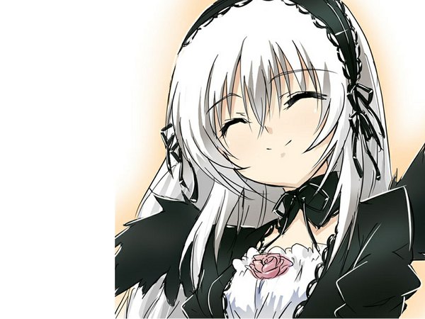 Anime picture 1024x768 with rozen maiden suigintou smile eyes closed wallpaper