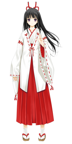 Аниме картинка 1500x3000 с платоническое сердце kazuki miko happoubi jin один (одна) длинные волосы высокое изображение чёрные волосы фиолетовые глаза традиционная одежда японская одежда прозрачный фон мико девушка chihaya (clothing)