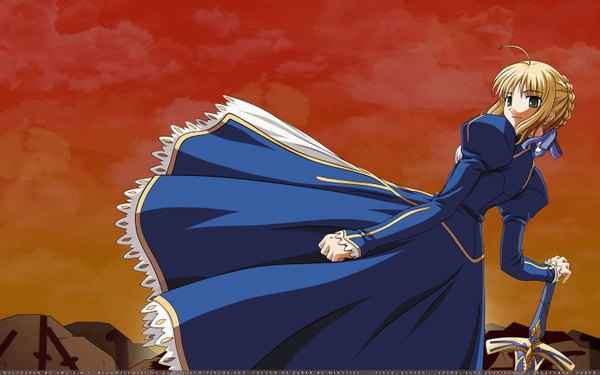 Anime picture 1440x900 with fate (series) fate/stay night studio deen type-moon artoria pendragon (all) saber wide image