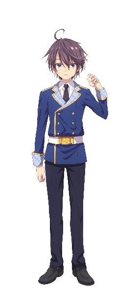 Anime picture 832x1780 with seiken gakuin no maken tsukai leonis death magnus single tall image looking at viewer fringe short hair hair between eyes brown hair standing purple eyes full body ahoge arm up official art transparent background boy