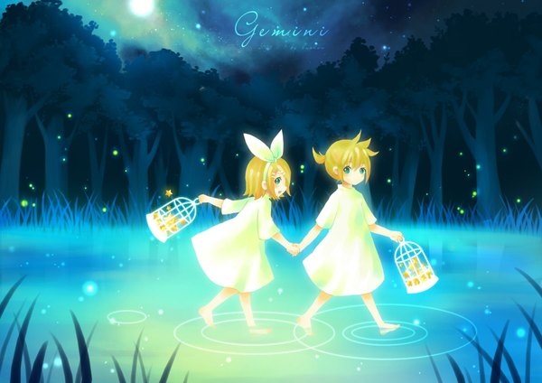 Anime picture 2000x1414 with vocaloid kagamine rin kagamine len highres girl