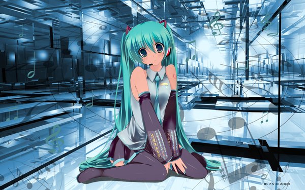 Anime picture 3680x2300 with vocaloid hatsune miku highres wide image vector girl