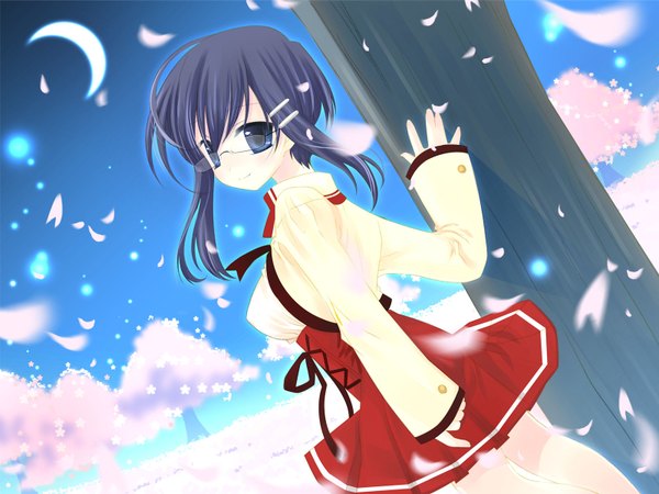 Anime picture 1600x1200 with lyrical lyric mikeou hinayuki usa game cg wallpaper glasses serafuku