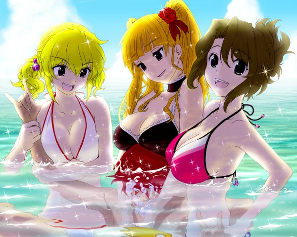 Anime picture 1280x1024 with umineko no naku koro ni beatrice ushiromiya battler shannon ushiromiya jessica akahige light erotic swimsuit bikini black bikini