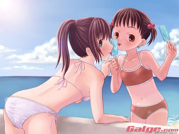 Anime picture 1280x960 with galge.com light erotic loli girl swimsuit bikini white bikini red bikini popsicle kimidorin